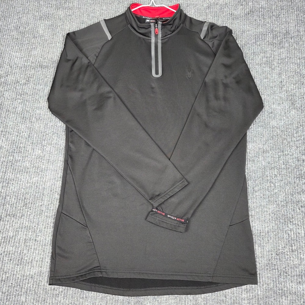 Spyder Active Mens XL Black ProWEB Quarter Zip Pullover Reflective Athletic Top